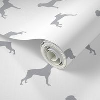 Boxer dog silhouette fabric pattern white grey