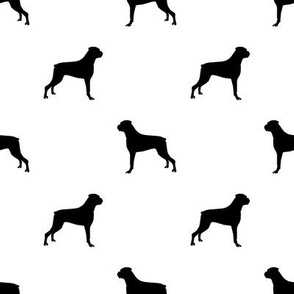 Boxer dog silhouette fabric pattern white