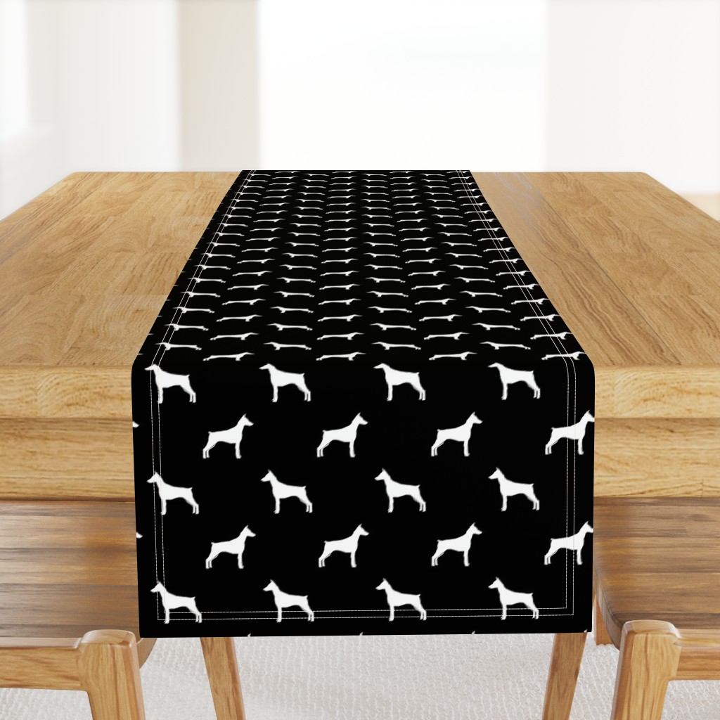 Doberman Pinscher silhouette dog fabric black and white