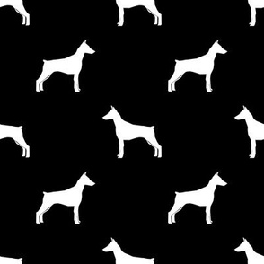 Doberman Pinscher silhouette dog fabric black and white