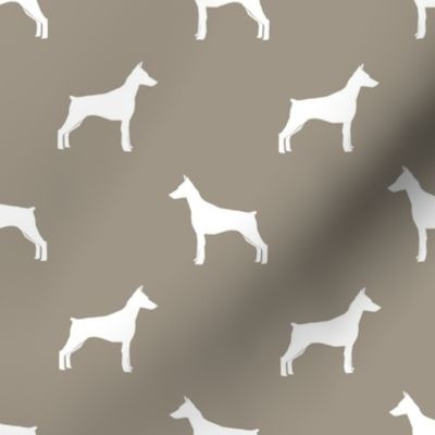 Doberman Pinscher silhouette dog fabric med brown