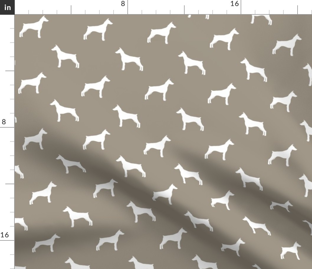 Doberman Pinscher silhouette dog fabric med brown