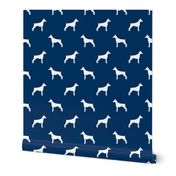 Doberman Pinscher silhouette dog fabric navy