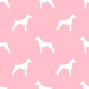 Doberman Pinscher silhouette dog fabric pink