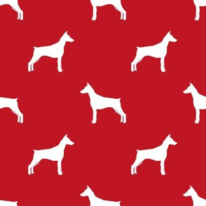 Doberman Pinscher silhouette dog fabric red