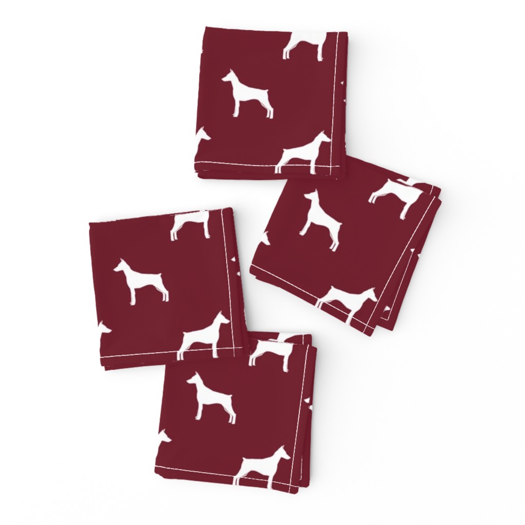 Doberman Pinscher silhouette dog fabric ruby