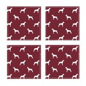 Doberman Pinscher silhouette dog fabric ruby