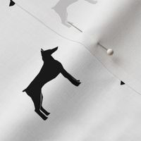 Doberman Pinscher silhouette dog fabric white