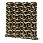 pug tiki fabric summer tropical island tropical design - black