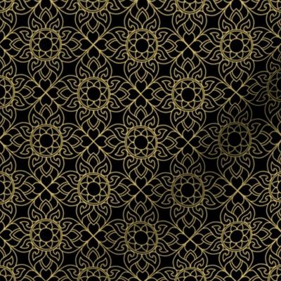 Thai Motif Pattern Gold Black