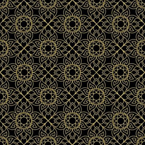 Thai Motif Pattern Gold Black