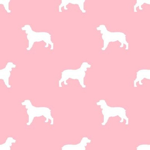 English Springer Spaniel dog silhouette blossom pink