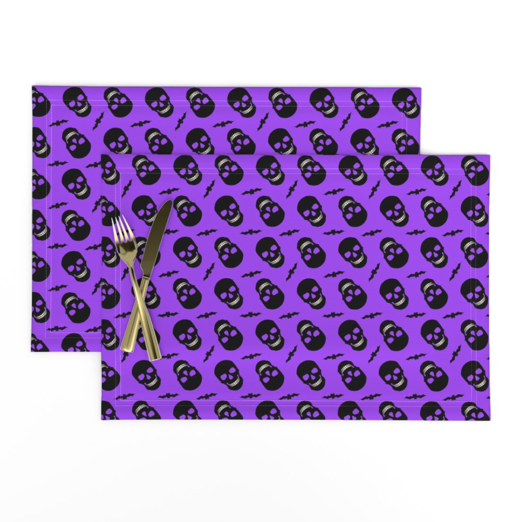 Halloween Skull and Bats Purple