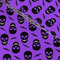 Halloween Skull and Bats Purple