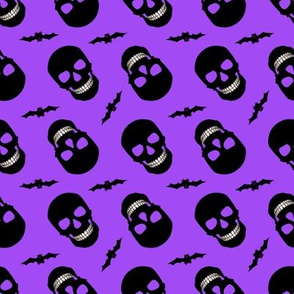 Halloween Skull and Bats Purple