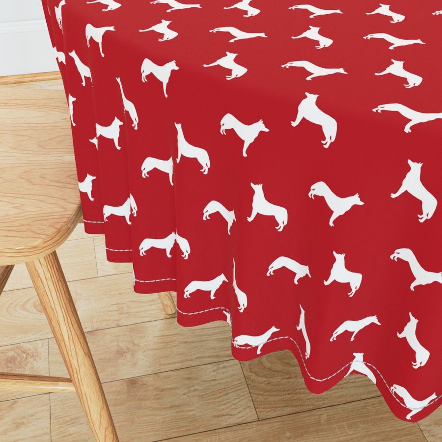 Husky dog silhouette red