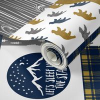 the happy camper wholecloth || navy gold grey (90)