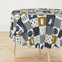 the happy camper wholecloth || navy gold grey (90)