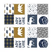 the happy camper wholecloth || navy gold grey (90)