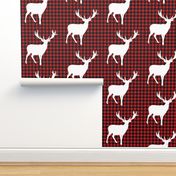 6" Deer against a Red and Black Plaid Print