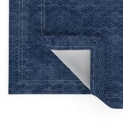 Japanese Block Print Pattern of Ocean Waves | Japanese Waves Pattern in Indigo Blue, Navy Boho Print, Beach Fabric.