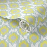 16-15D Modern Spring Ikat Gray Grey Yellow || Lemon Aqua Blue Mist Tribal Abstract Home Decor  _ Miss Chiff Designs