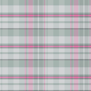 16-15C Spring Easter Plaid gray grey Hot Pink Pastel Check Bunny Rabbit _ Miss Chiff Designs
