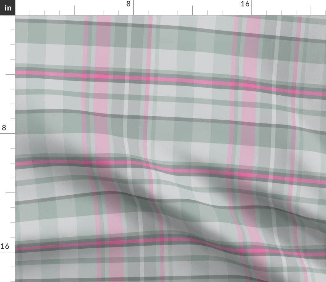 16-15C Spring Easter Plaid gray grey Hot Pink Pastel Check Bunny Rabbit _ Miss Chiff Designs