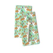 corgi fiesta fabric margarita party fabric - aqua