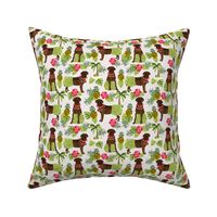 chocolate labrador fabric hula summer tropical design - off-white