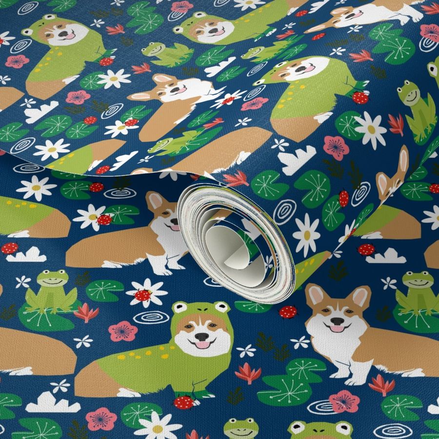 corgi frog fabric cute small size dog design