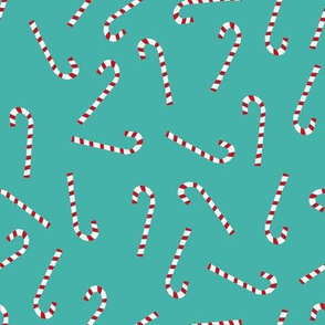 candy cane fabric, dog coordinates collection -turquoise