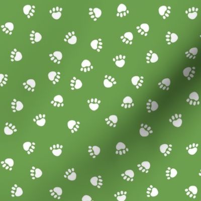 dog paws fabric, dog paws christmas coordinates - asparagus green