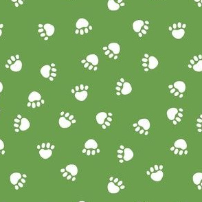 dog paws fabric, dog paws christmas coordinates - asparagus green