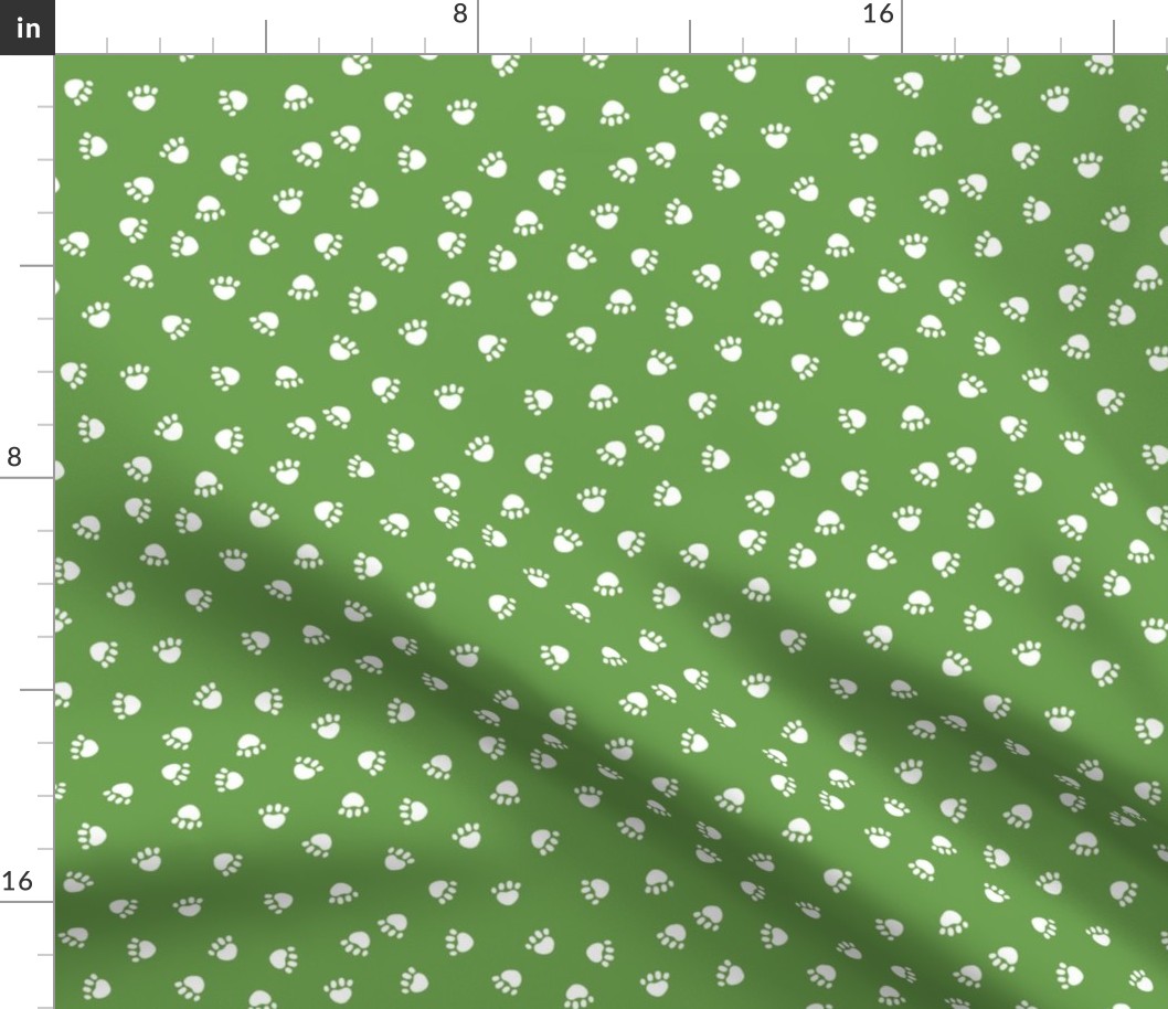 dog paws fabric, dog paws christmas coordinates - asparagus green