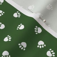 dog paws fabric, dog paws christmas coordinates - dark green