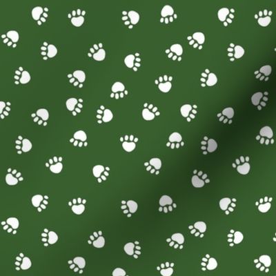 dog paws fabric, dog paws christmas coordinates - dark green