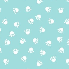 dog paws fabric, dog paws christmas coordinates - light blue