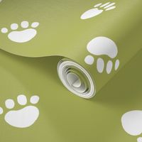 dog paws fabric, dog paws christmas coordinates - lime green