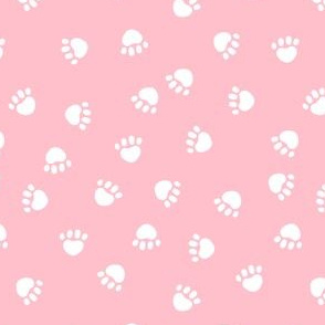 dog paws fabric, dog paws christmas coordinates - pink