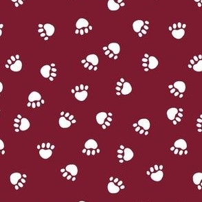 dog paws fabric, dog paws christmas coordinates - ruby  red