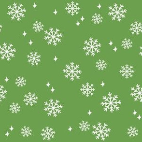 snowflake fabric, dog coordinates collection - asparagus green