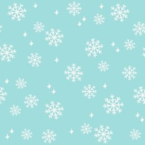 snowflake fabric, dog coordinates collection - light blue
