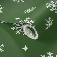 snowflake fabric, dog coordinates collection - dark green