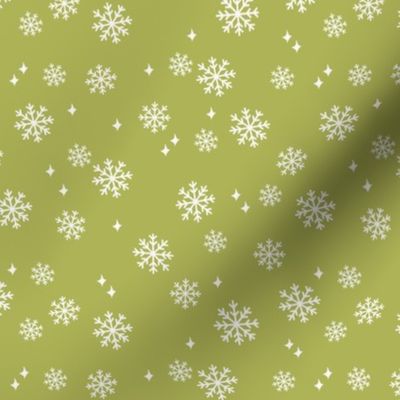 snowflake fabric, dog coordinates collection - lime green