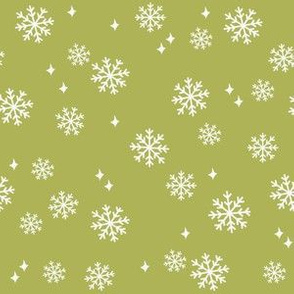 snowflake fabric, dog coordinates collection - lime green