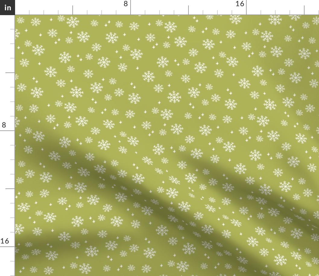 snowflake fabric, dog coordinates collection - lime green