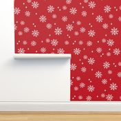 snowflake fabric, dog coordinates collection - red