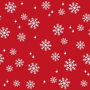 snowflake fabric, dog coordinates collection - red