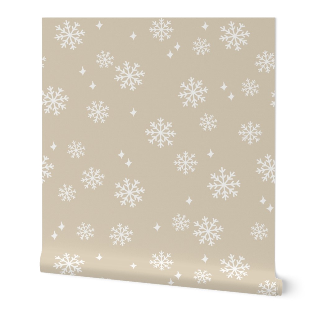 snowflake fabric, dog coordinates collection - sand